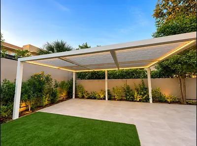 Modern louvered pergola / carport structure