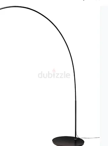 Modern Black Arc Floor Lamp with Round Base - Good Condition