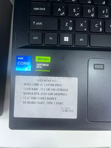 Acer nitro Gaming Laptop i5 13th RTX 3050 6gb vga
