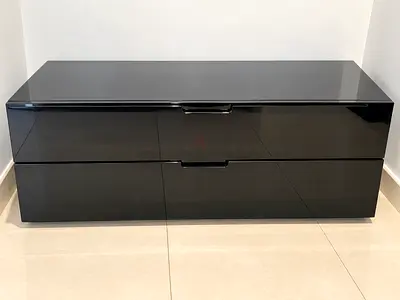 TV cabinet drawer unit black glossy