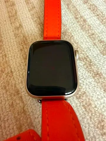 Apple Watch with Orange Leather Strap