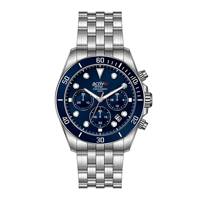 WESTAR ACTIV GENTS 42.5 MM BLUE DIAL QUARTZ WATCH - NEW