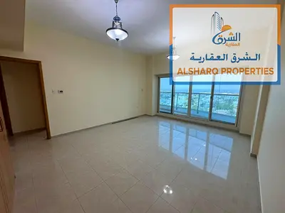 3BR + Hall for rent on Ajman Corniche with direct sea view, balcony, 4 bathrooms and maid room. Spacious layout. AED 85K, 4 or 6 payments.