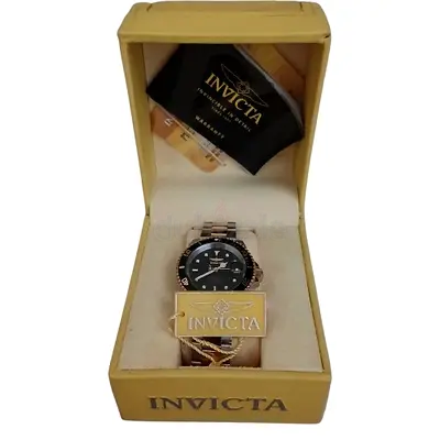 Original Invicta Golden Pro Diver Black Dial Automatic Winding fullset mint condition NOS
