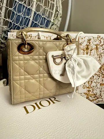 Beige Lady Dior mini handbag — authentic designer bag
