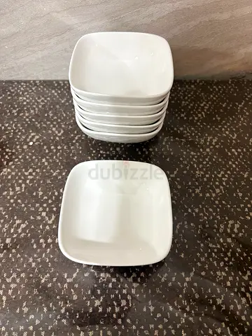 Set of 6 Square White Ceramic Bowls