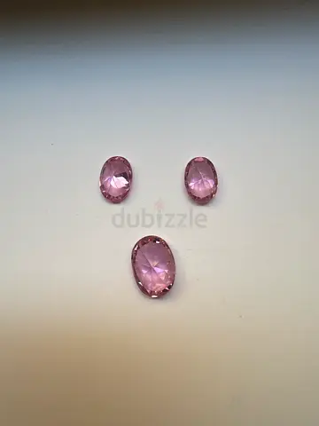Set of 3 Faceted Pink Gemstones (Oval Cuts) - Small Collection