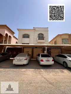 Villa for rent in Ajman, Al muwayha area. Ground floor, first floor, and roof.5 master bedrooms with