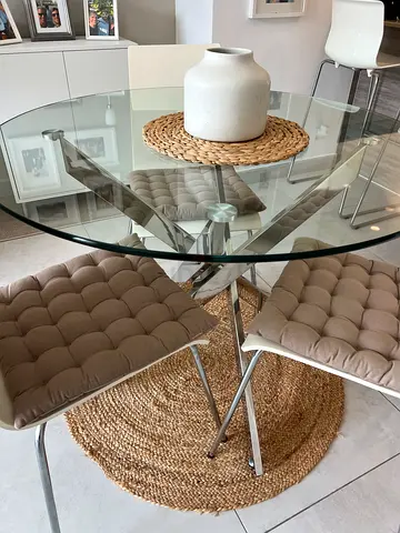 Glass dining table and chairs