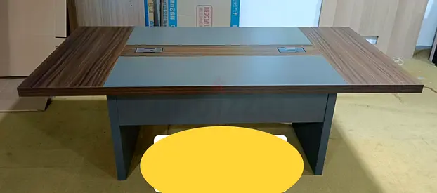 Wooden Extendable Dining Table with Grey Base — Good Condition