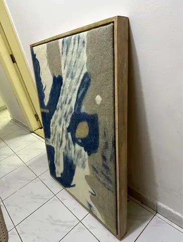 Framed Abstract Wall Art with Textured Fabric Panel