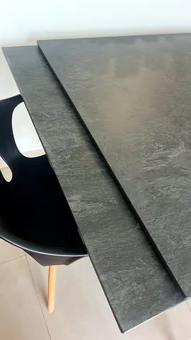 Modern dark grey dining table top (2 pieces) - good condition 4 chairs pick up in GARHOUD