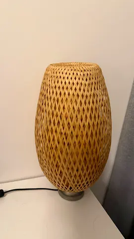 Rattan Table Lamp with Woven Shade - Natural Finish