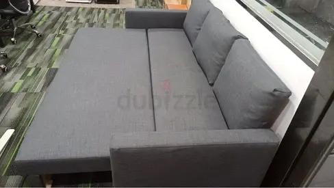 Grey fabric 3-seater sofa bed - good condition
