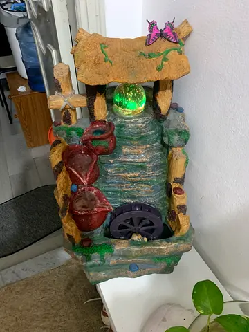 Decorative tabletop water wheel fountain with LED globe