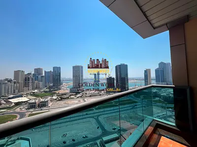 Luxury 1BR in Al Khan with balcony and open sea view, master bedroom, 2 baths, free AC & parking, p