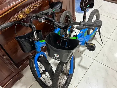 Pair of Blue Java Children's Bicycles with Baskets