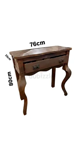 Small Wooden Side Table with Drawer - Vintage Style (76x33x80cm)