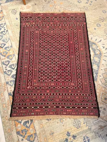 Afghan Rug (Red, Black, Purple)