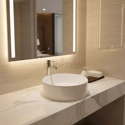 Modern round countertop basin.
