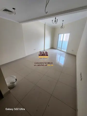 For rent in Al Taawun, spacious 3-bedroom apartment with balcony, parking, master bedroom, 3 bathrooms, open view, maid or storage room. AED 65K with