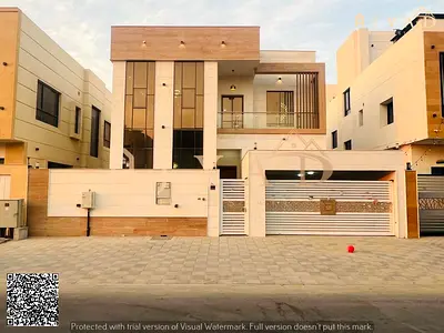 For rent: villa in Al Yasmin Ajman, majlis and living room, 5 master bedrooms, built-in wardrobes, 7 bathrooms, central AC, fully equipped kitchen