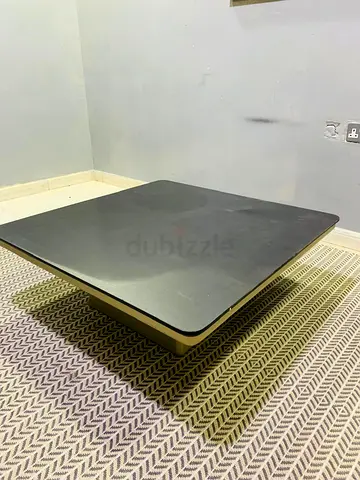 Low modern square coffee table in black and wood finish