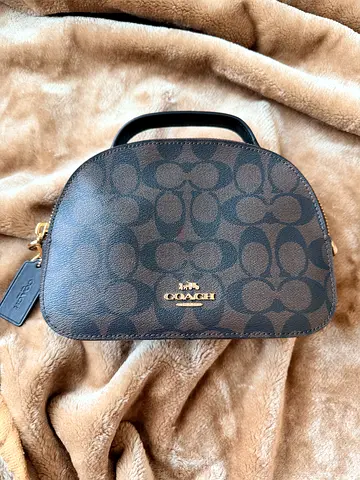 Authentic Coach Serena Satchel - Signature Canvas Crossbody (Brown)