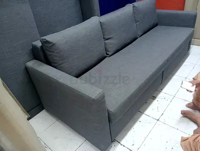 Gray 3-Seater Fabric Sofa-bed put out mattress a in Good Condition