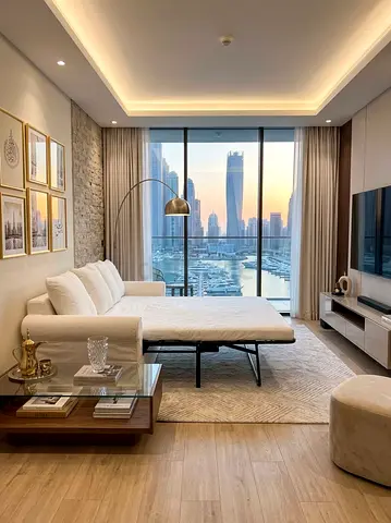 Modern White Sofa Bed with Pull Out Mattress grolind