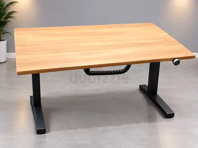 Adjustable Electric Height-Adjustable Desk - Wood Top, Black Frame