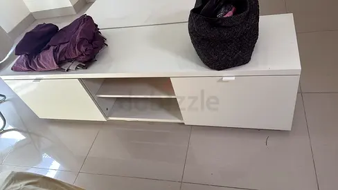 IKEA Modern White TV Unit with Storage Cabinets
