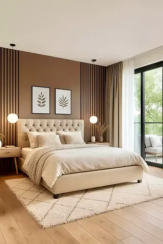 Beige tufted bed with customization options and optional nightstands