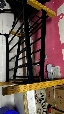 Metal bed frame with wooden head/foot accents - sturdy single/khartoum size