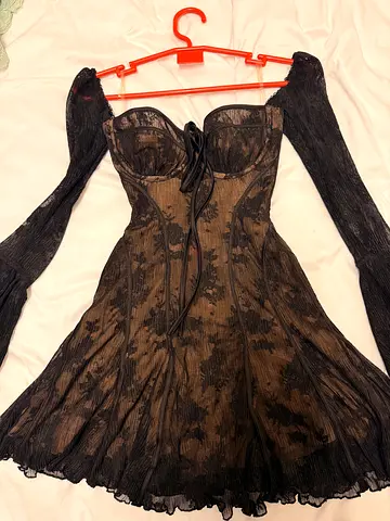 Black Sheer Lace Long-Sleeve Dress from House of CB