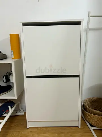 White sliding-door storage cabinet - compact wardrobe/cupboard