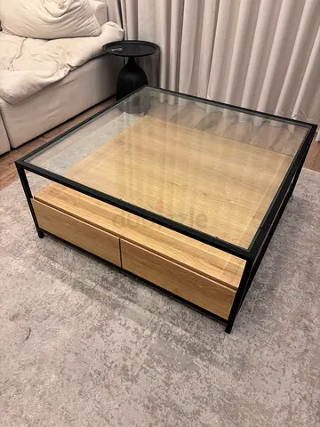 Wooden and glass coffee table