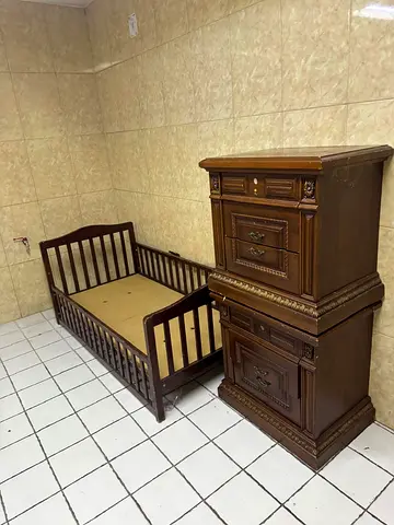 Kids bed and wooden drawer