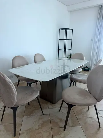 Al Huzaifa furniture Marble dining table with 6 chairs