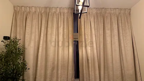 Beige full-length blackout curtains - pair, like new