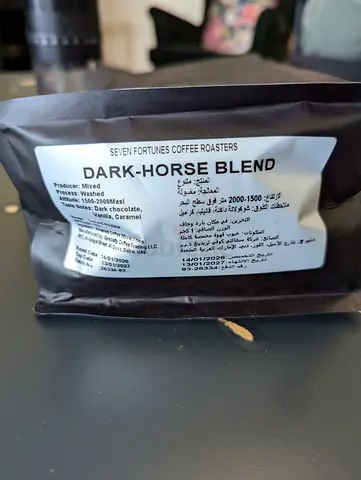 Seven Fortunes Dark-Horse Blend Coffee - Fresh Pack, whole beans! Made in Dubai