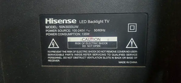 Hisense 50" LED Backlight TV (50N3000UW) - Used