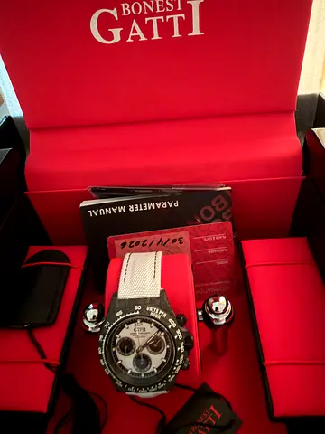 Bonesti Gatti chronograph men's watch with white strap