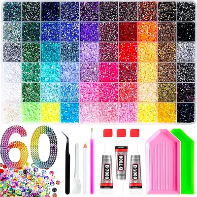 Diamond Art Rhinestone Craft Kit with Multi-Color Gems & Tools