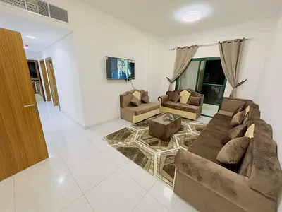 Furnished 2BHK Apartment for monthly rent ✅ Ajman - Al Rashidiya 2 - near Ladies Park, including bills and internet, stylish and tidy furnishings