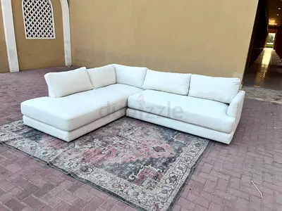 Stylish Modren West Elm L Shape Sofa Beige