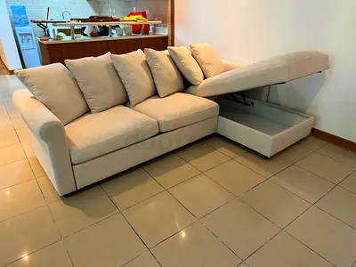 Looking Great Condition IKEA Gronlid L Shape sofa bed with storage beige