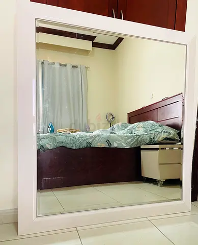 Large Solid White Frame Wall/Floor Mirror – Excellent Condition