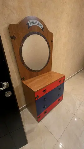 Used Kids Pirate-themed Bed with Matching 4-drawer Chest and Nightstand - Set