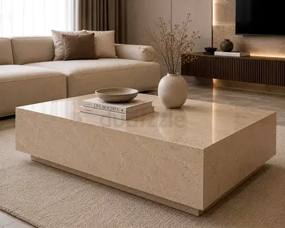 Crema Marfil Marble Coffee Table | Luxury Custom Made | UAE